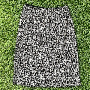 black and cream floral skirt with lace trim!